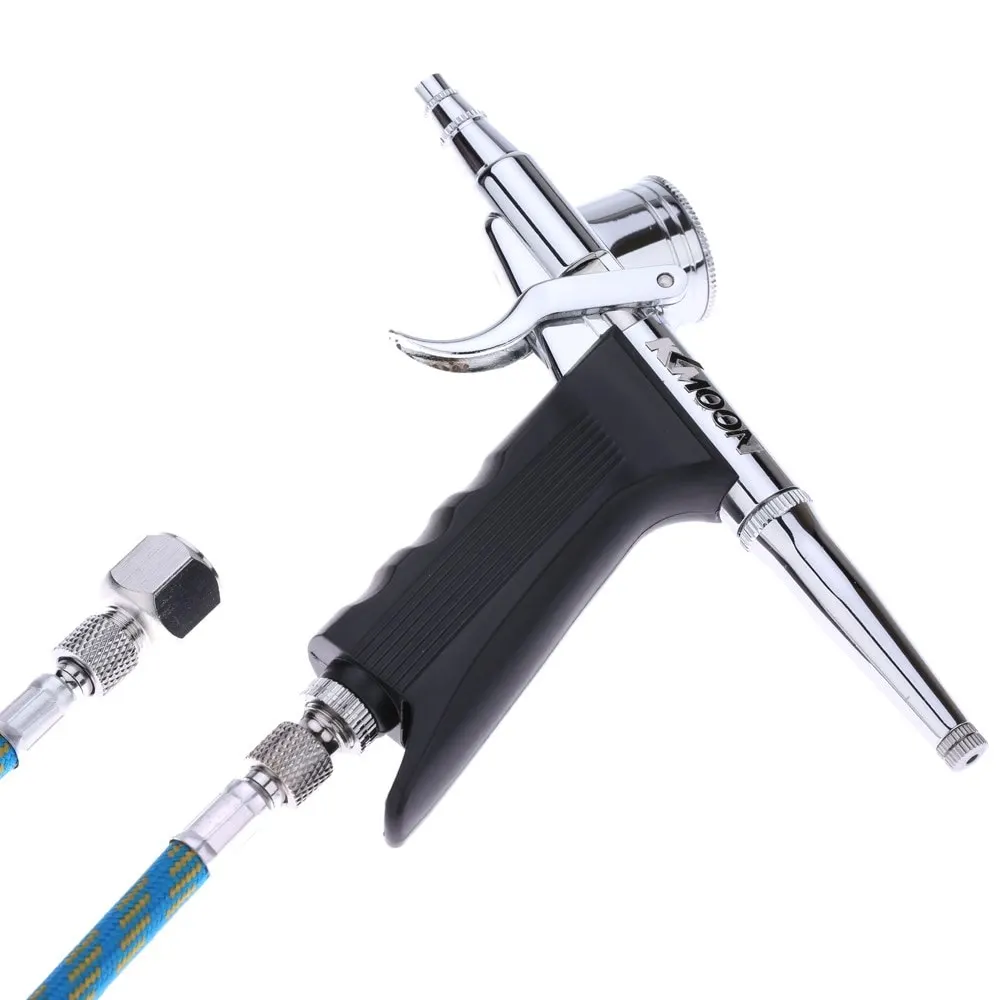 Аэрограф распылитель краски двойного действия с шлангом 3 наконечника 2 чашки для