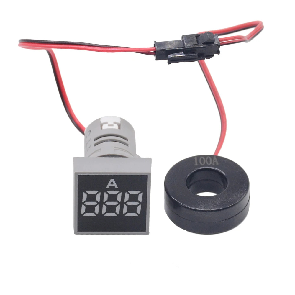 White Ammeter 22 мм AC20-500V 0-100A цифровой светодиодный вольтметр измеритель напряжения индикатор пилотный светильник Амперметр тестер тока Датчик авто - Цвет: White Ammeter