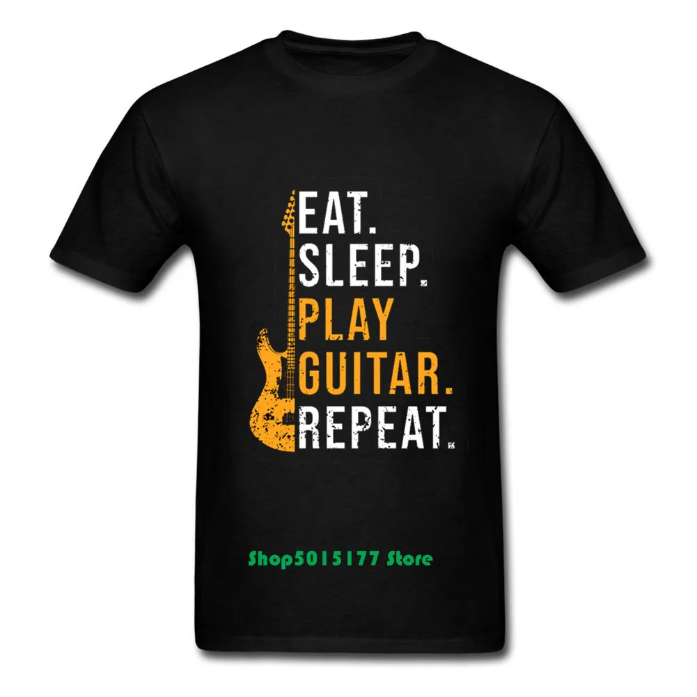 Eat sleep play guitar repeat Футболка мужская летняя хлопковая футболка с коротким рукавом