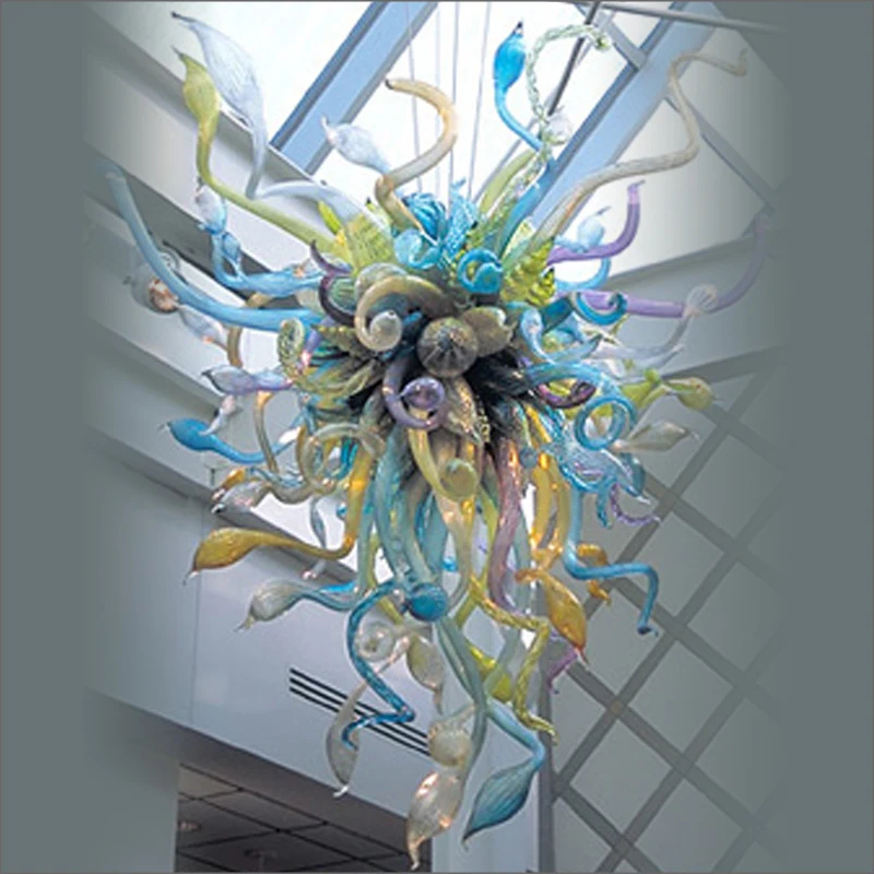 

Newest Hot Sale Contemporary Chandelier Top Design Colored Art Decoration Hand Blown Glass Chandelier for Hotel Home