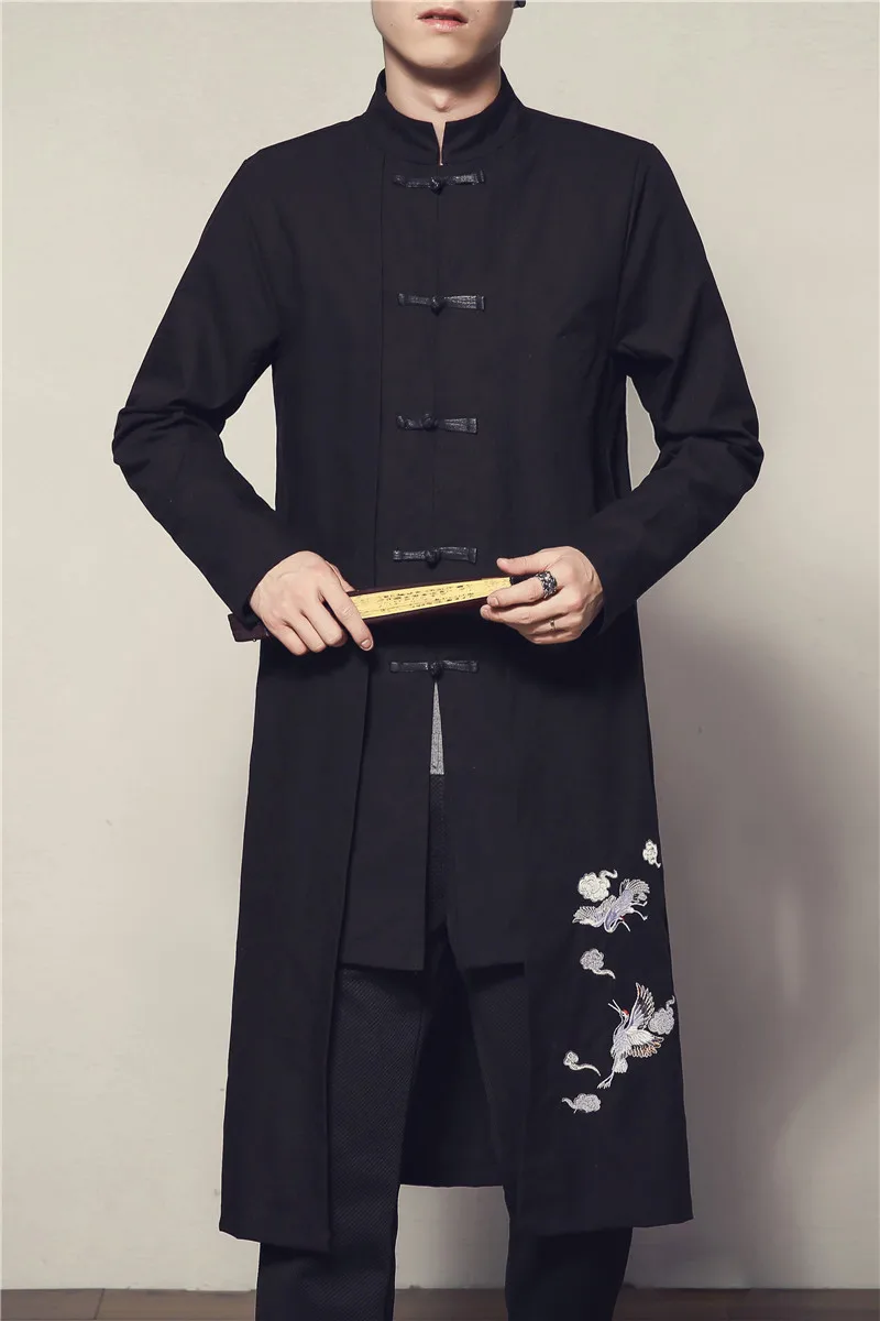 black Xiu Luo 5XL осенний китайский стиль мужской жакет с длинным рукавом модные тонкие мужские Пальто Популярные Горячие предложения жесткая мужская одежда - Цвет: black