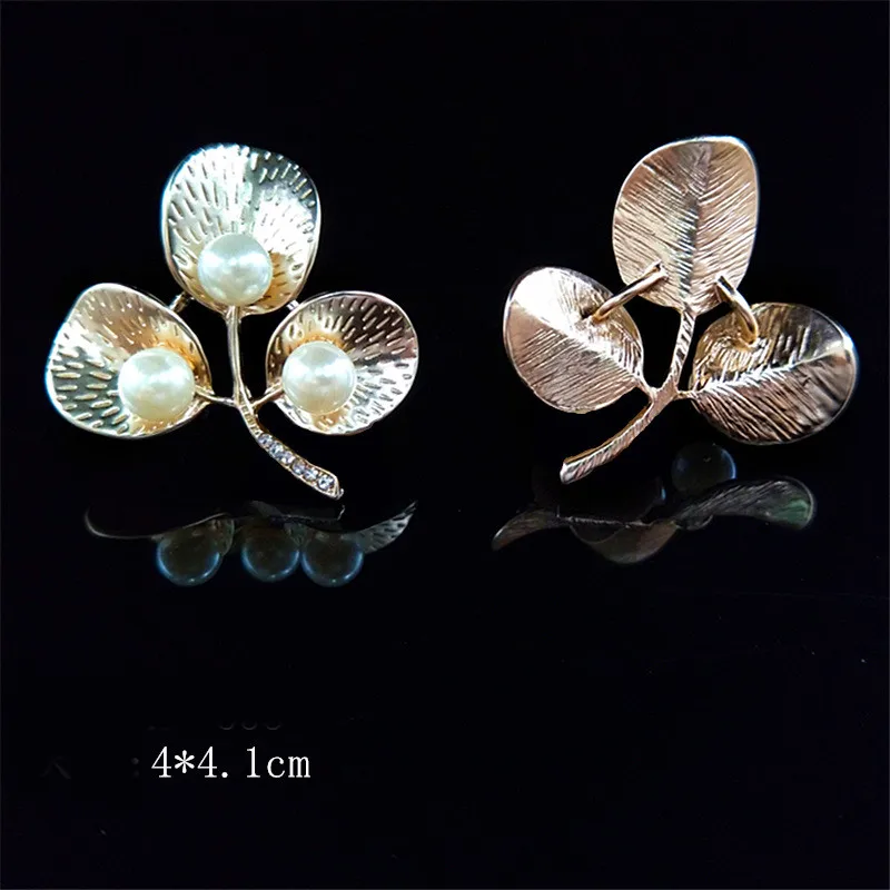 10 PCS 40*41mm DIY Accessories Metal Alloy Gold Leaves Imitation Pearl Connectors Charm For Jewelry Making | Украшения и