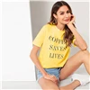 SHEIN, буквенный лозунг, футболка с принтом, женская одежда, летние топы с круглым вырезом,, уличная Корейская одежда, футболка с коротким рукавом