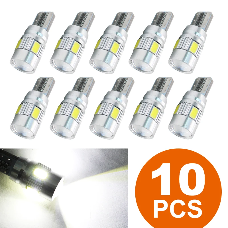 10 шт. T10 W5W canbus led 6 SMD 5630 чип 501 194 безошибочный Автомобильный светодиодный индикатор