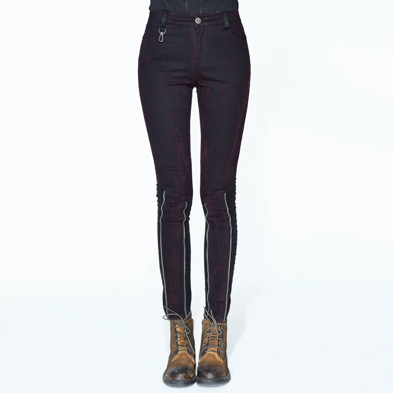 Модные женские брюки Devil в стиле стимпанк на Хэллоуин с прострочкой рок черные