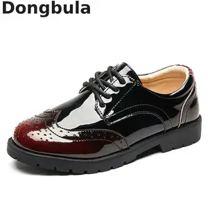 Туфли детские кожаные, черные, на плоской подошве, для школьного и свадебного выступления, 2021