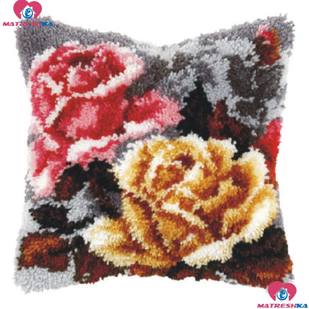 

Hot Latch Hook Rug Kits 3d DIY Needlework Unfinished Crocheting Rug Yarn Cushion Mat Flower diy Handicraft Embroidery Pillowcase