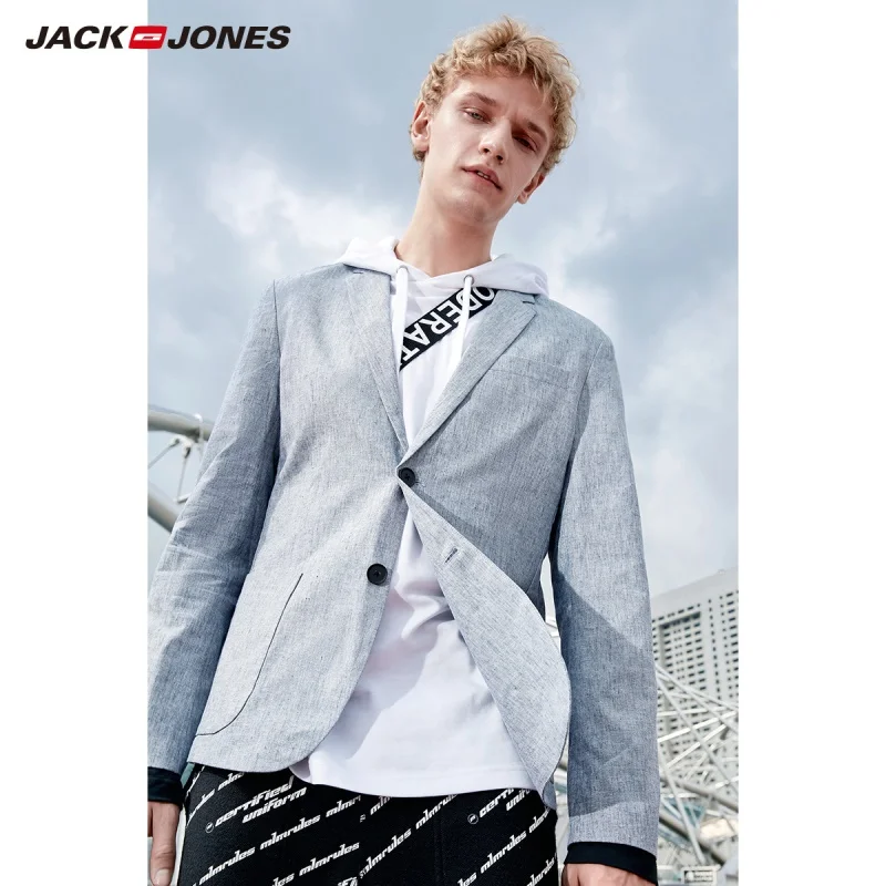JackJones Мужской Хлопковый костюм Блейзер Повседневная куртка мужская одежда 219108515