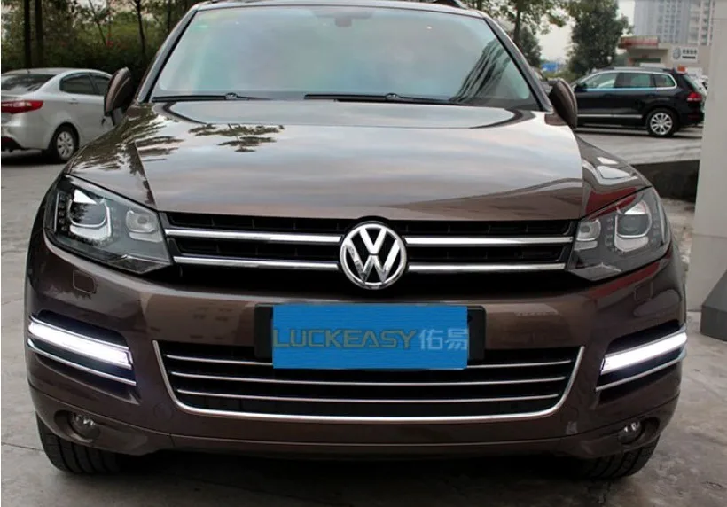 12 В 6000 К светодиодный DRL Дневной ходовой светильник чехол для VW Touareg 2011-2013 противотуманная фара рамка противотуманный светильник для автомобиля