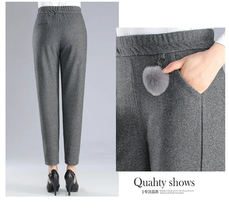 XJXKS pantaloni donna, высококачественные теплые женские штаны-шаровары, удобные модные однотонные повседневные женские брюки с украшением