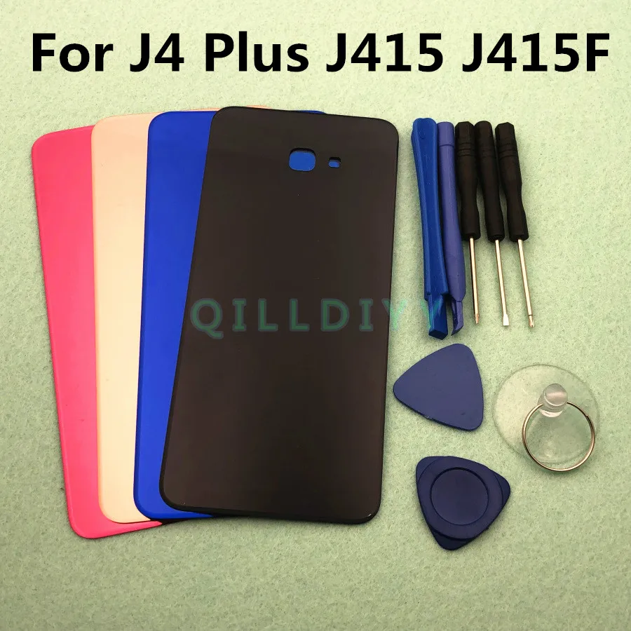 Задняя крышка со стеклом для аккумулятора J4 Samsung Galaxy Plus 2018 J415 J415F с корпусом задней