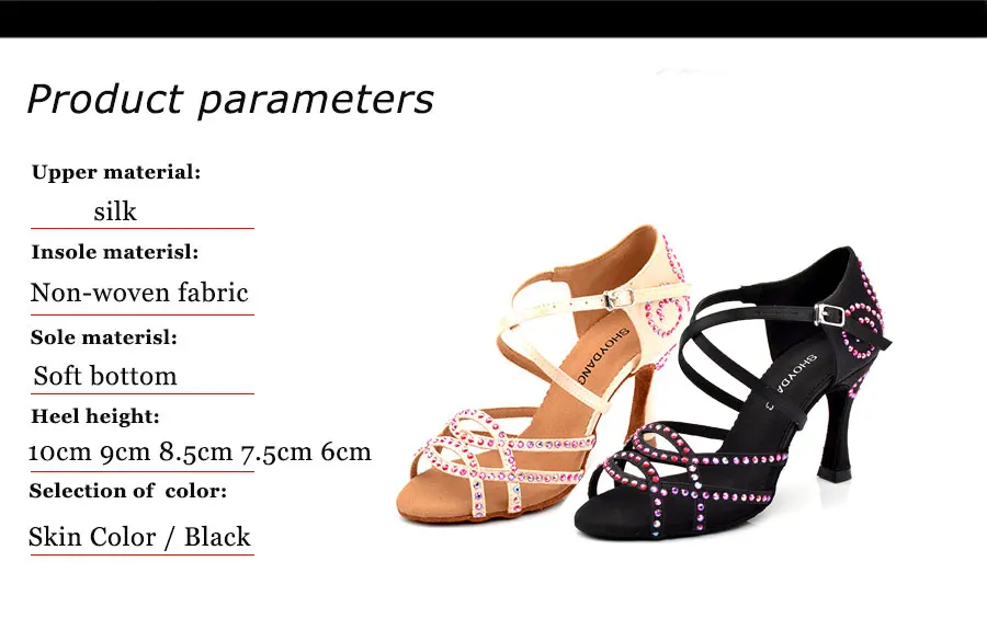 SHOYDANC zapatos de baile latino mujer; обувь для латинских танцев; женская обувь из шелкового атласа; профессиональная обувь для сальсы; стразы; обувь для танцев