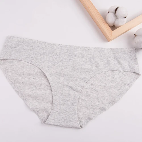 Light Gray Цветные дышащие 95% хлопковые трусы, женское нижнее белье, хлопковые смешанные трусики, Трусы-брифы, без одежды, низкая талия, поглощающие пот, элегантные - Цвет: Light Gray