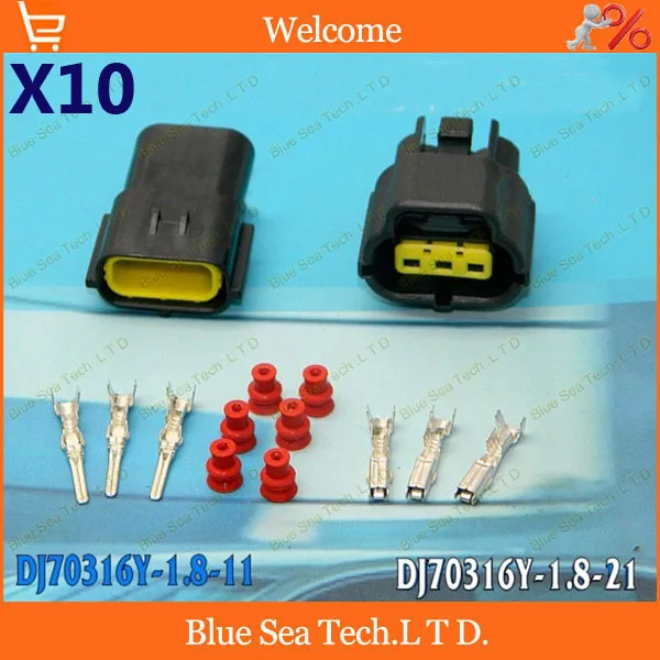 10 комплектов 3 контакта 1 8 мм штекер и гнездо автомобильного разъема