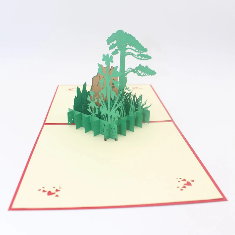 3D Laser Cut Handmade Chinese The Pine Greeting Guests of Mount Huang Paper Cards PostCard Business Souvenirs Gift | Дом и сад