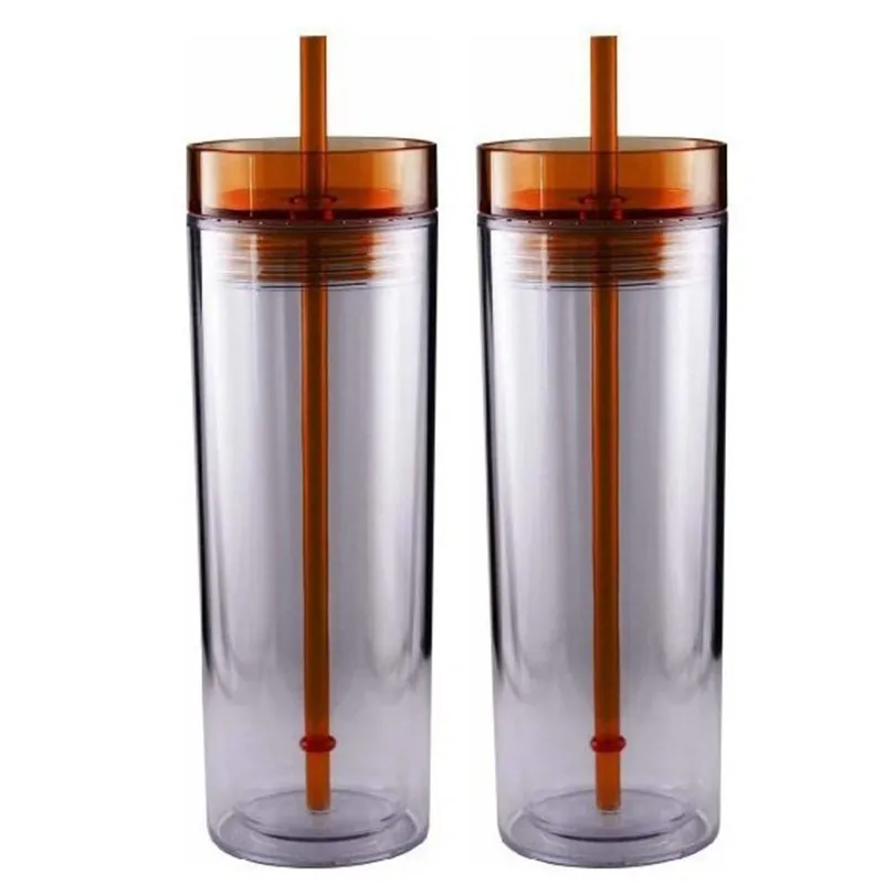 Узкие двойные стенки Акрил стакан акция подарок двойными стенками Тощий