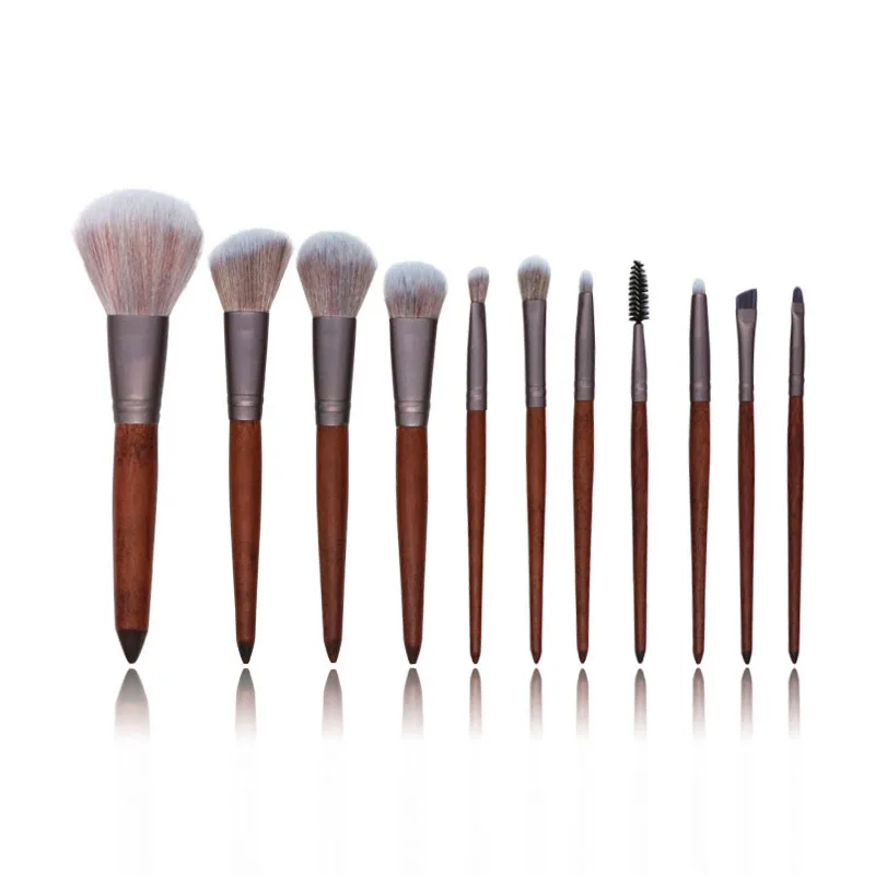 11pcs as picture 11 шт деревянной ручкой единорог, макияжные кисточки, набор Высокое качество тональная Мощность складки Косметическая кисть, Бьюти инструмент - Handle Color: 11pcs as picture
