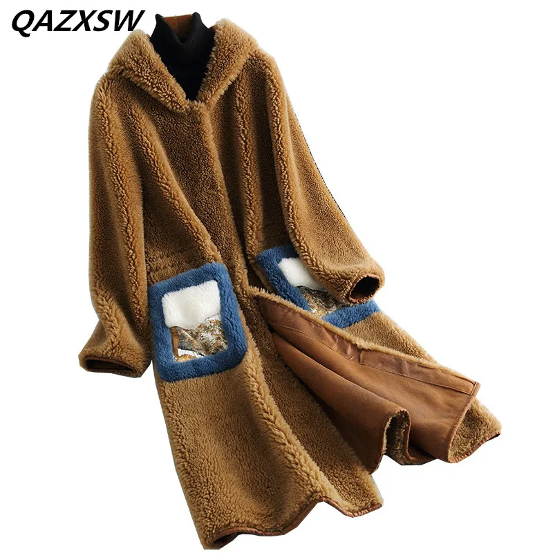 2018 Новый Для женщин зимние реального шуба большой зерна стрижки овец Длинная