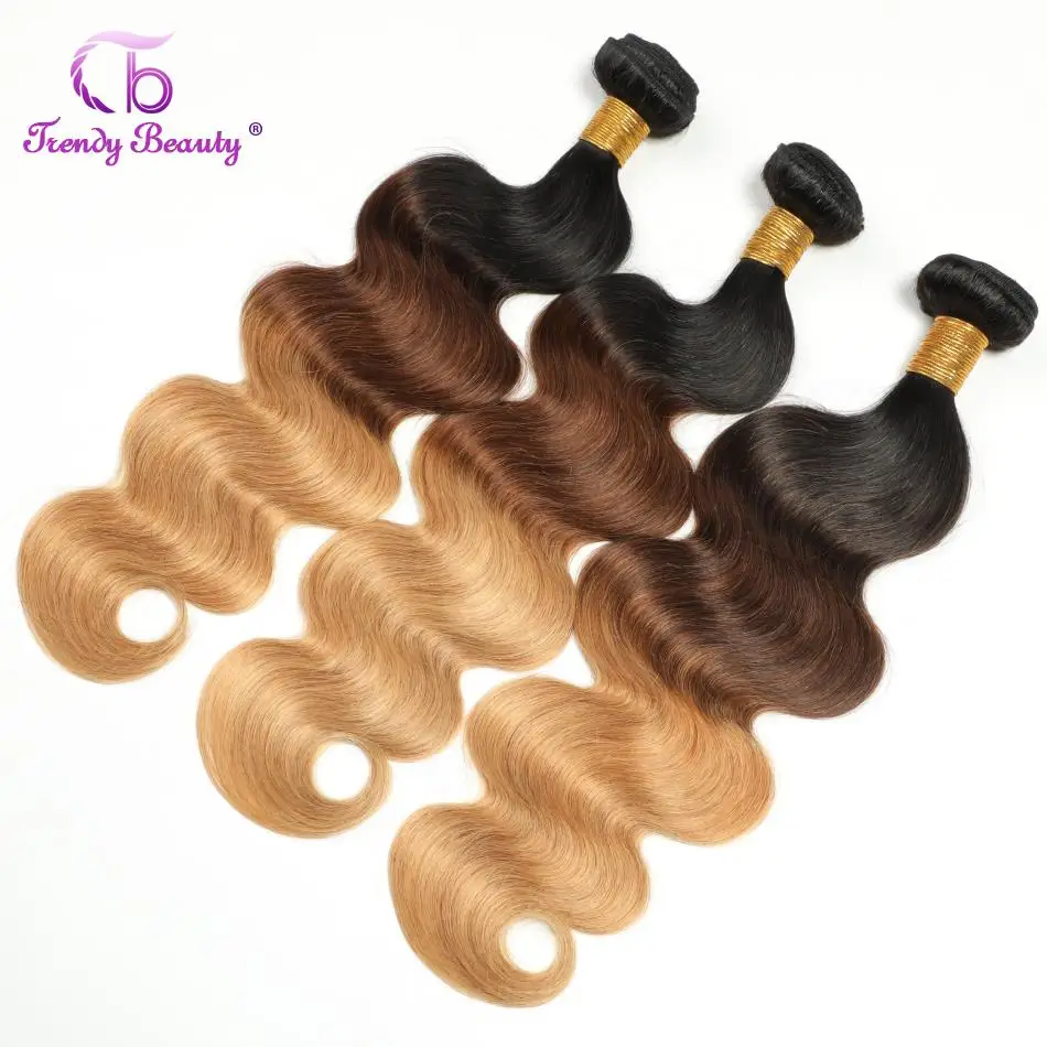 Бразильские волнистые волосы Омбре 1B/4/27 Remy человеческие плетеные натуральные