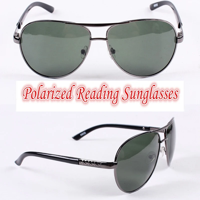!!!Polarized reading sunglasses!!!  pilot Polarized square large frame mens sunglasses with test card +1.0 +1.5 +2.0 +2.5 to +4