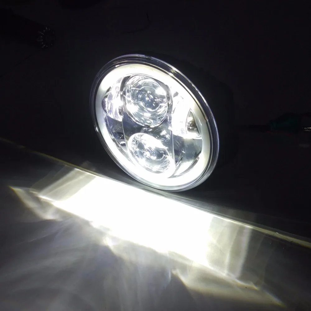 5 3/4 &quotмотоцикл 75&quot дюймовый светодиодный головной светильник ангельские глаза