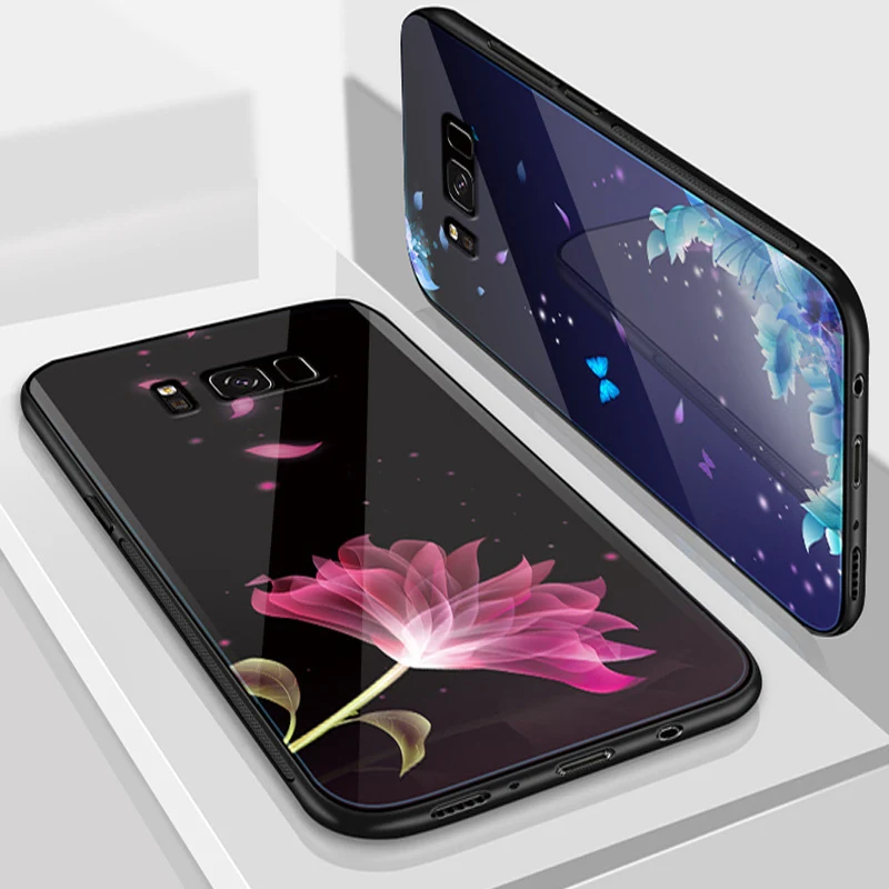 Модный чехол из закаленного стекла для Samsung galaxy S8 задняя крышка G9500 S 8 чехлы
