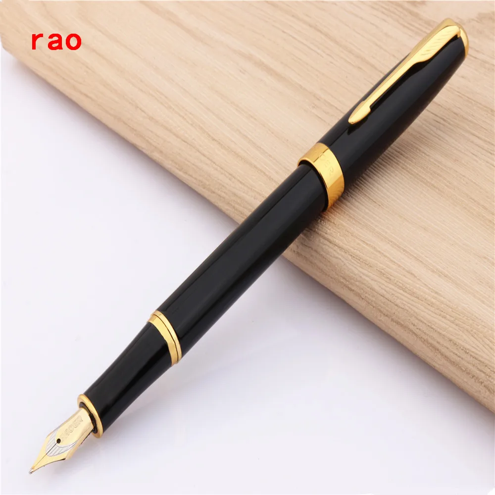 Black Baoer 388 черный Серебряный Бизнес офисный Средний Перьевая ручка Золотой Меч крюк отделка - Цвет: Black
