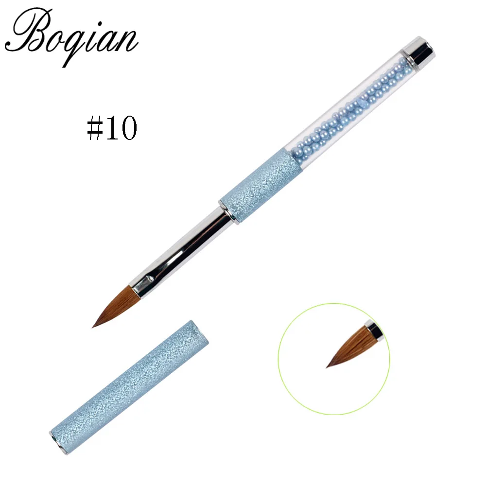 BQAN профессиональная 1 шт. кисть для ногтей художественная акриловая колонская Соболь кисть 3D Ручка для рисования кисть для рисования плоская#10 - Цвет: white size10