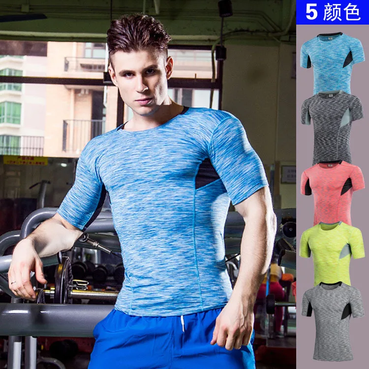 

Compression Shirt Slim Fit Skins Tight Short Sleeve t-shirt Men's Bodybuilding slim fit tops gyms Fitness muscle TShirt S-3XL