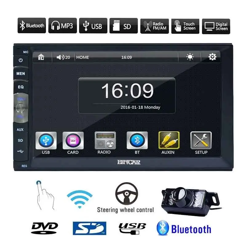 Двойной 2 Din автомобиля стерео зеркало ссылка на телефон Android с GPS FM радио нет DVD +