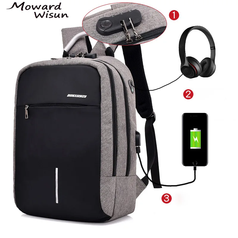 Рюкзак с USB зарядным устройством, Противоугонный рюкзак mochila16 дюймов, мужской рюкзак для ноутбука, Мужская отражающая школьная сумка, водонепроницаемый рюкзак для путешествий