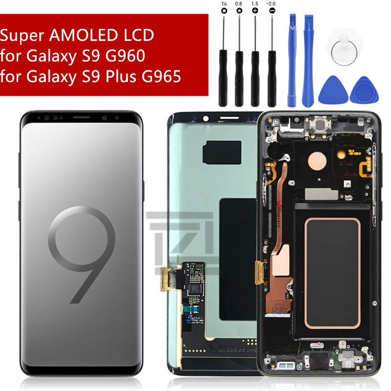 Для samsung Galaxy S9 lcd g960 дисплей S9 Plus g965 кодирующий преобразователь сенсорного экрана в сборе с рамкой дисплей S9 экран Запчасти