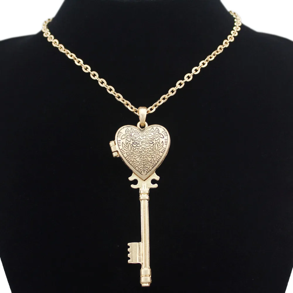 Золотое ожерелье с большим скелетом в виде сердца магнитный кулон стиле стимпанк