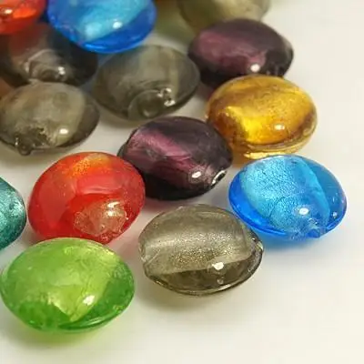 Стеклянные шарики из серебристой фольги ручной работы Круглые разноцветные