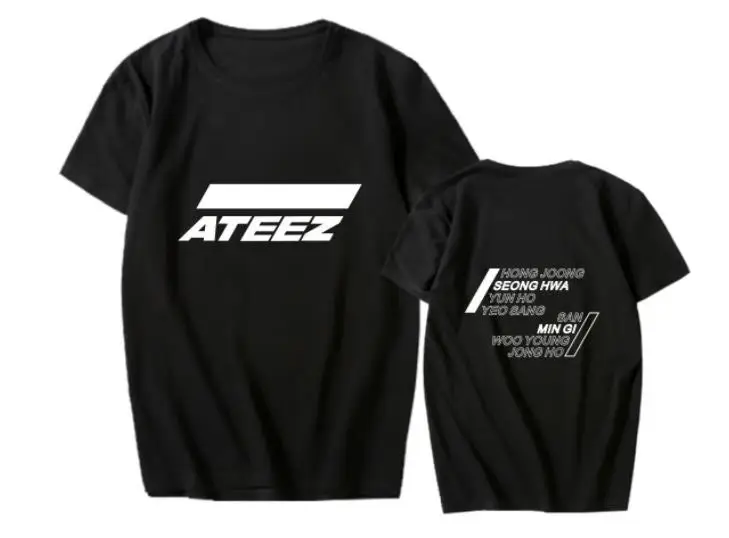 Летний стиль ateez имя члена печать Круглая горловина с коротким рукавом Футболка