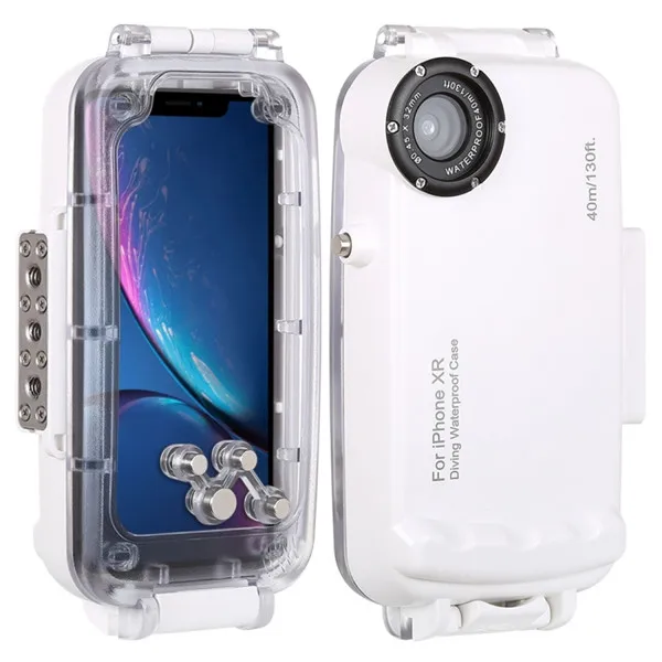 White HAWEEL для iPhone XR Дайвинг телефон защитный чехол Подводный корпус 40 м/130 футов Серфинг Плавание Подводное плавание фото видео - Цвет: White