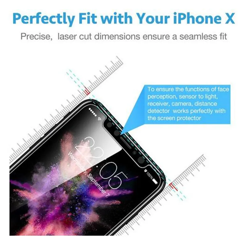 9H 0 25 мм закаленное стекло защитная пленка для iPhone X 10 8 7 6 6S Plus взрывозащищенный
