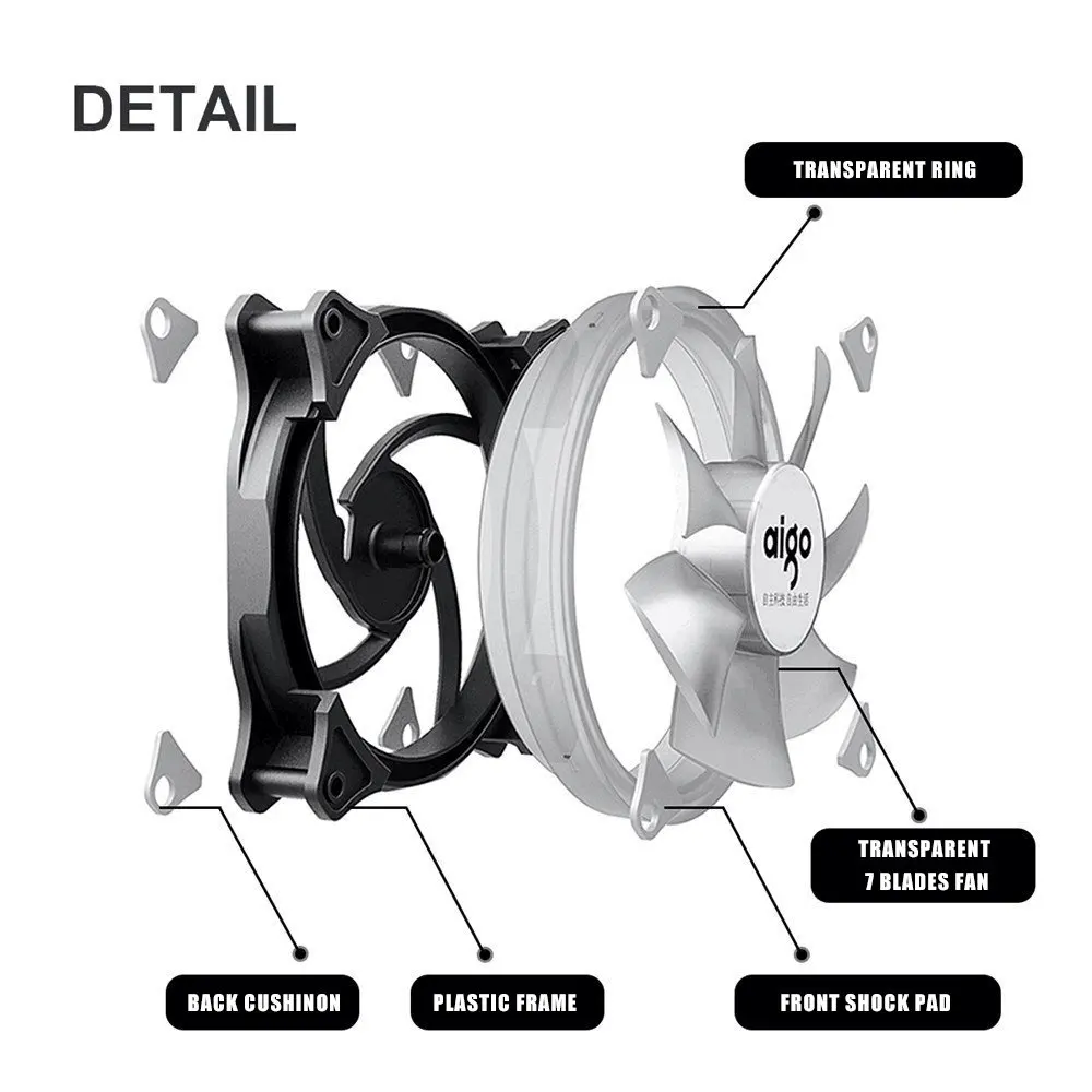 Aigo Halo светодиодный вентилятор для компьютера 120 мм, ультра бесшумный чехол, вентилятор, радиатор, Охлаждающий радиатор, 4pin+ 3 Pin PC cpu, чехол для компьютера, вентилятор