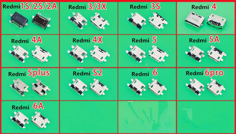 Для XiaoMi Redmi 1S 2S 2A S2 3 3X 3S 4 4A 4X 5 Plus 5A 6 Pro 6A Micro USB гнездо для зарядки разъем питания