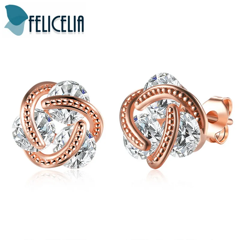 Модные Серебристые/золотистые/розовые золотистые серьги Felicia с кубическим