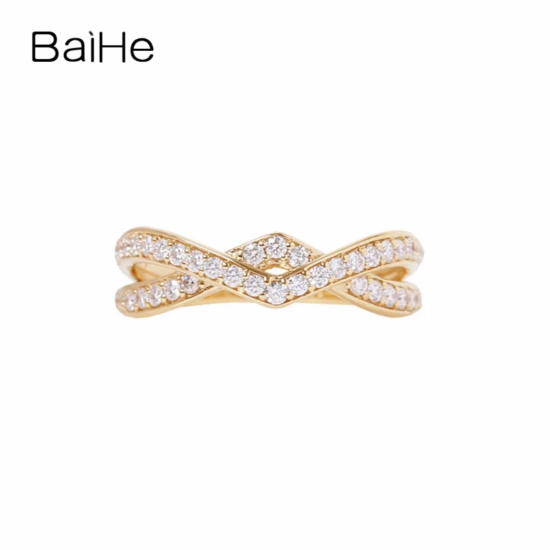 BAIHE однотонное 14K розовое золото около 0 40 карат H/SI круглые ограненные натуральные