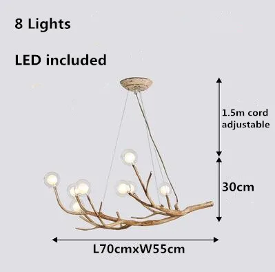 8 L70xW55xH30cm Коричневый/белый в виде дерева из смолы филиал люстра светильник G4 светодиодный 110v 220v 8/12/16/18/20 подставок филиал подвесной светильник для дома светильник ing приспособление - Цвет абажура: 8 L70xW55xH30cm