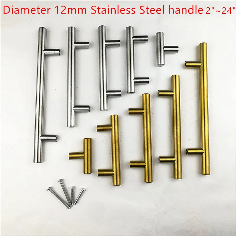 Матовая золотая ручка из нержавеющей стали Т образная для кухонного шкафа 2 24