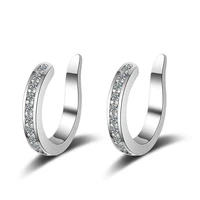 new fashion jewelry simple delicate mosaic aaaaa zircon 925 sterling silver clip earrings for women oorbellen voor vrouwen