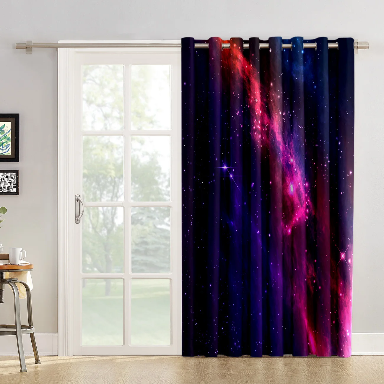 Кокосовые шторы с абстрактным галактическим пейзажем фиолетовые комнатные