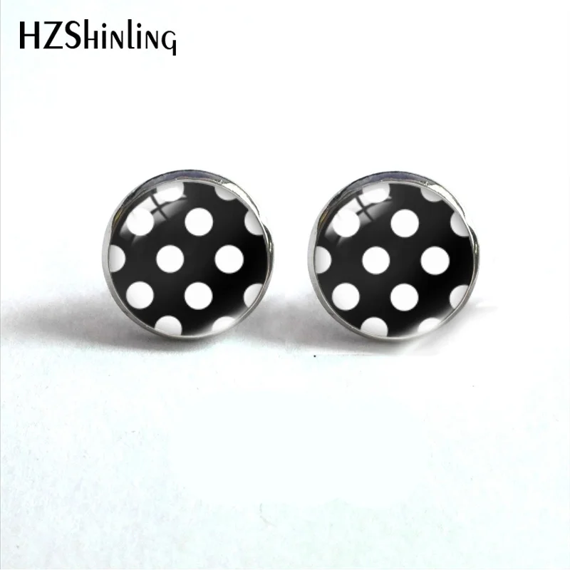HZSHINLING новые модные круглые стеклянные кабошоны в горошек, серьги-гвоздики, ювелирные изделия, модные классические серьги для женщин