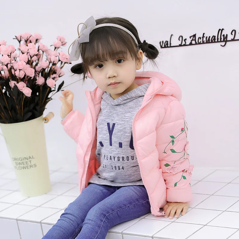 Теплое зимнее пальто для девочек однотонная верхняя одежда детское пуховик От 2