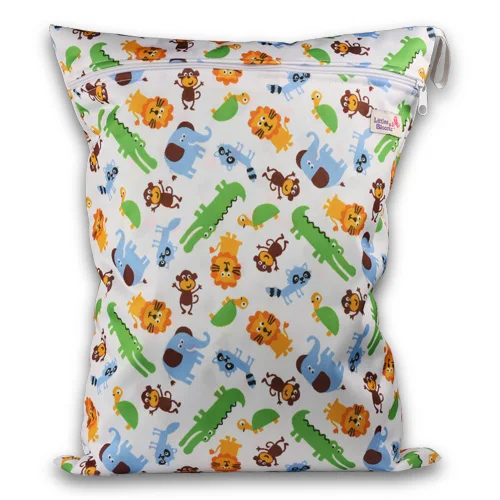 [Littles&Bloomz] моющаяся многоразовая тканевая сумка для подгузников/Водонепроницаемая спортивная сумка для путешествий/большой размер: 40X30 см - Цвет: Cartoon Animals