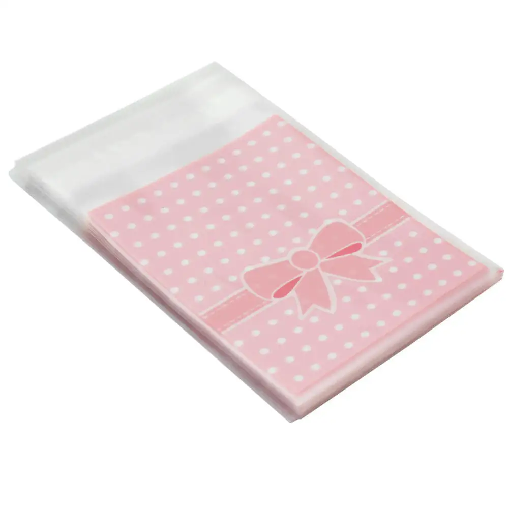 50 шт. Милый Бант в горошек самоклеящийся пластиковый пакет 7 9 см ширину для