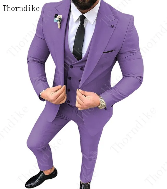2019 Latest Coat Pant Design Purple Gray Men Suit Slim Fit Groom Tuxedo 3 Piece Custom Wedding Suits Prom Blazer Terno Masculino | Мужская